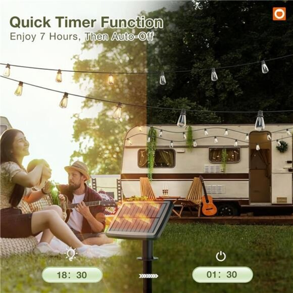 54ft Solar String Lights Outdoor Waterproof Patio Garden with Remote USB Charge - Picture 5 of 7